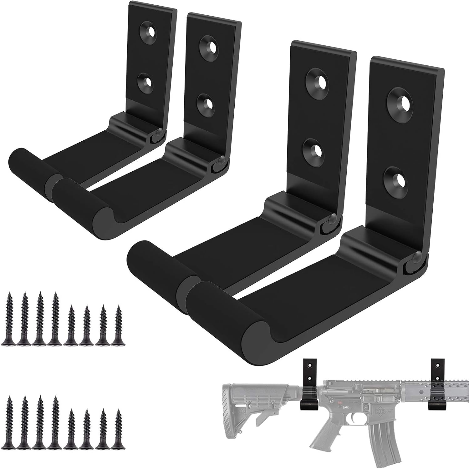 AntreeMAG Indoor&Outdoor Gun Rack Wall Mount, Soft Rubber Cushion Holder, Foldable Hook for Rifle, Shotgun, Archery Bow, 20lbs Holding Strength Hanger Easy Installment on Wall, Door, Desk, Shelf : Sports & Outdoors