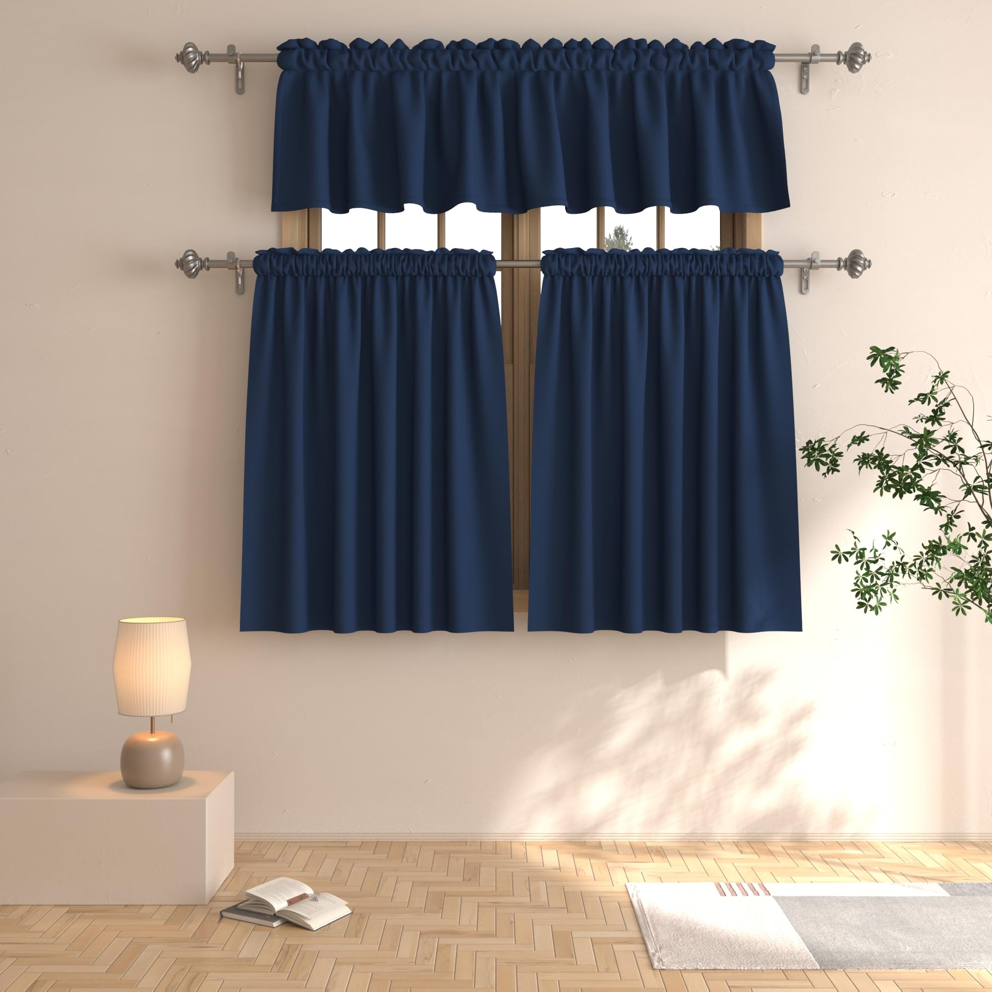 Amazon.com: Valance Navy Blue 16 inches Long Blackout Kitchen