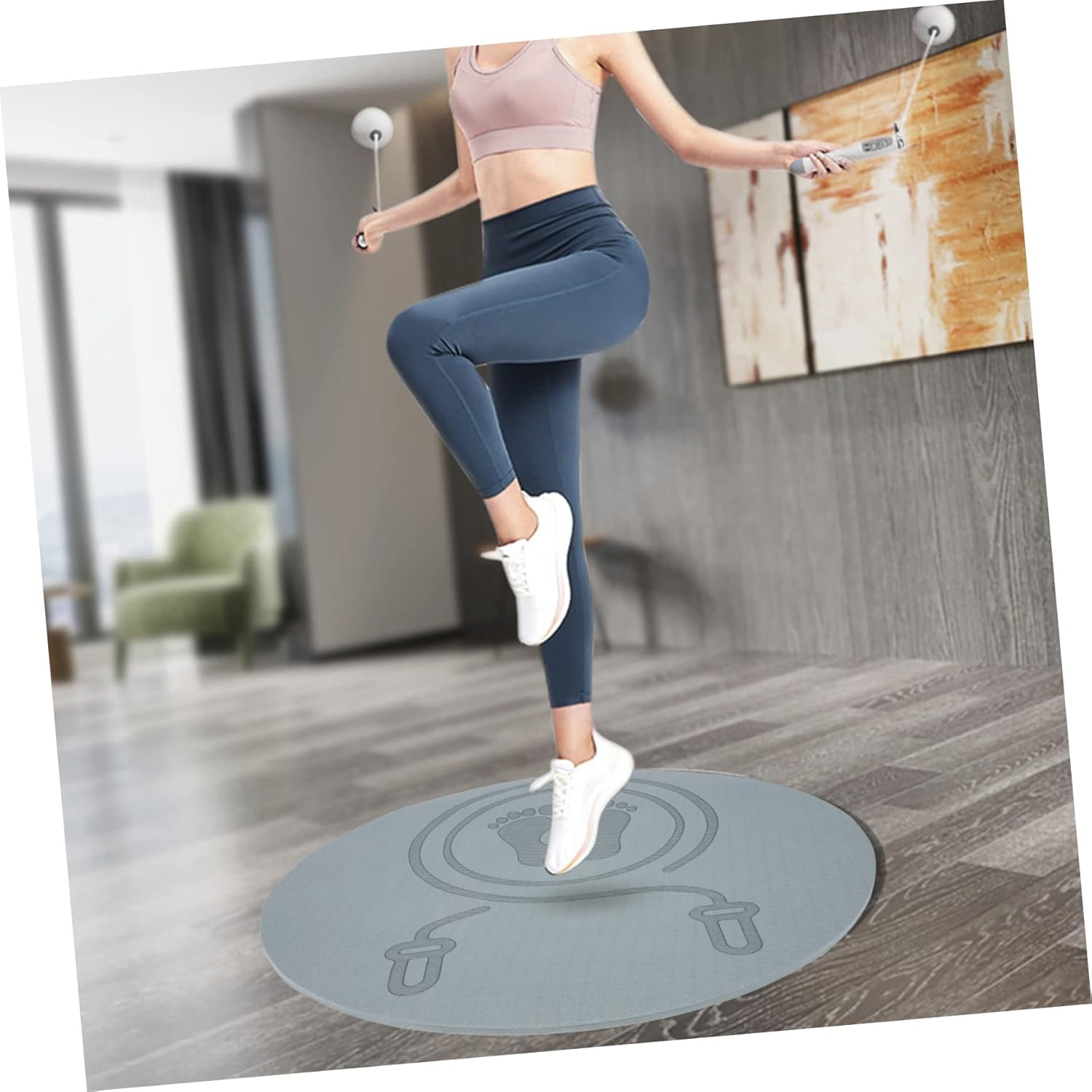 Gym Mat Shockproof Jump Rope Cushion Indoor Skipping Mat Fitness Equipment