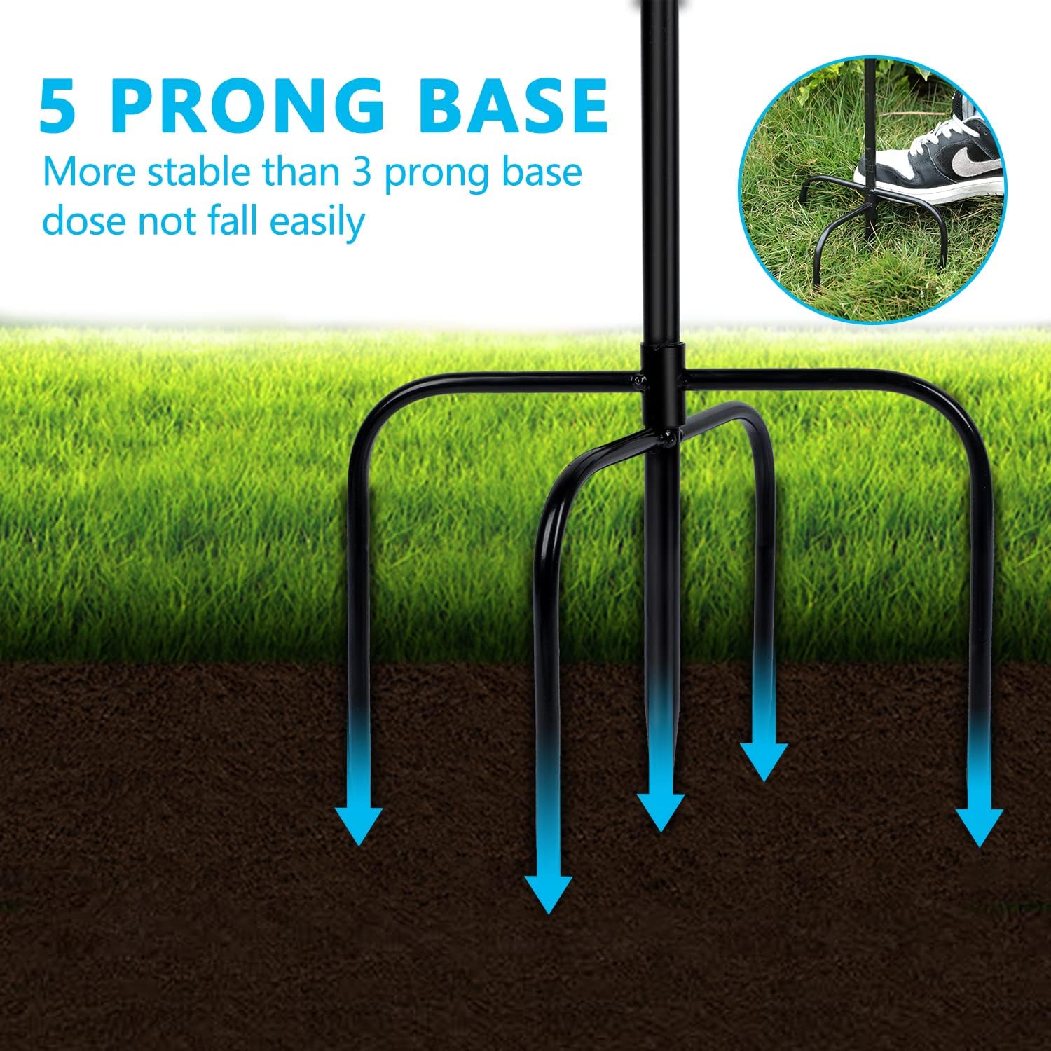 65 Inch Garden Flag Pole with Flag with Anti-Wind Clip for Flag Heavy Duty Garden Flag Stand for Plant Stand and Light Tall Garden Flag Poles for Outside inground,2 Stoppers and 1 Clip (1 PC, 65 INCH)