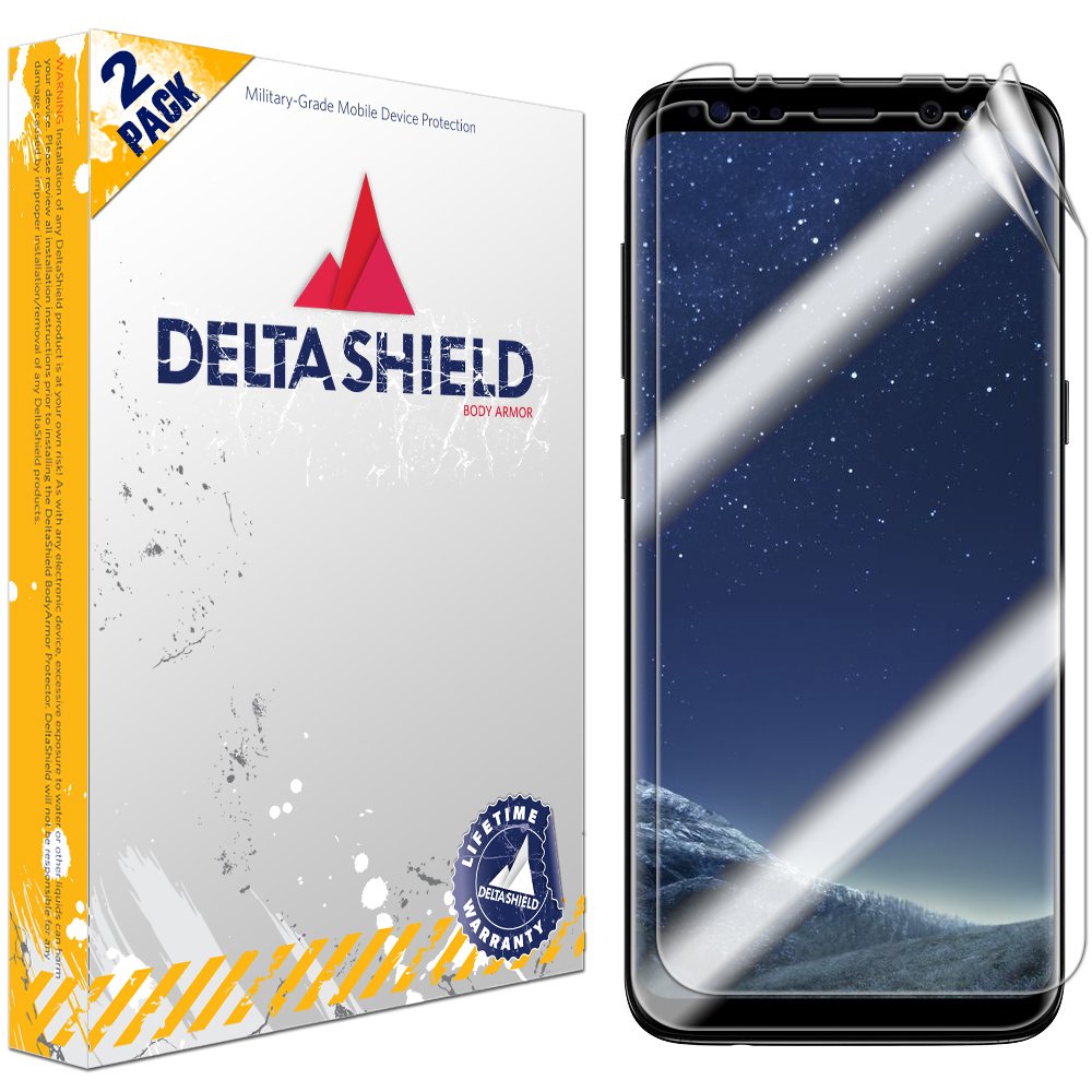 DeltaShieldDeltaShield Galaxy S8 Screen Protector (2-Pack, Case Friendly Updated Design), BodyArmor Full Coverage Screen Protector for Galaxy S8 Military-Grade Clear HD Anti Bubble Film