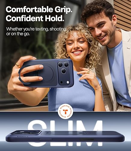 Vista 29 de TORRAS Funda Ostand ultra magnética para iPhone 15 Pro [compatible con MagSafe] [soporte resistente y soporte de anillo] grado mil, a prueba