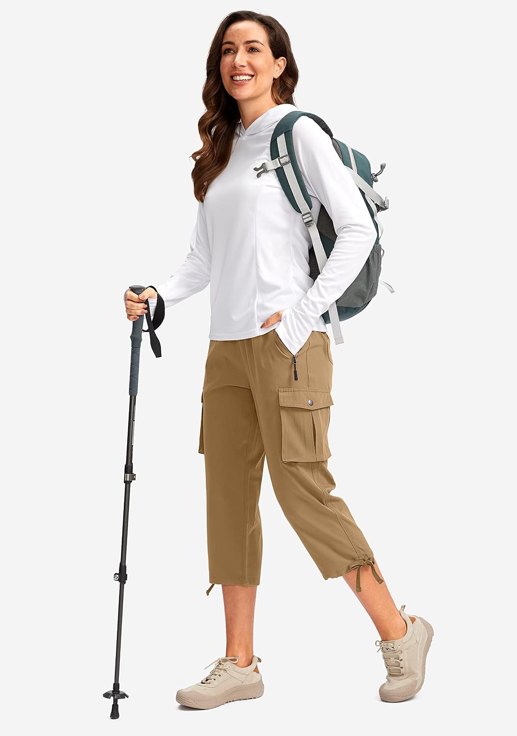 Soothfeel Women's Cargo Capris Pants with 6 Pockets Lightweight Quick Dry Travel Hiking Summer Pants for Women Casual thumbnail