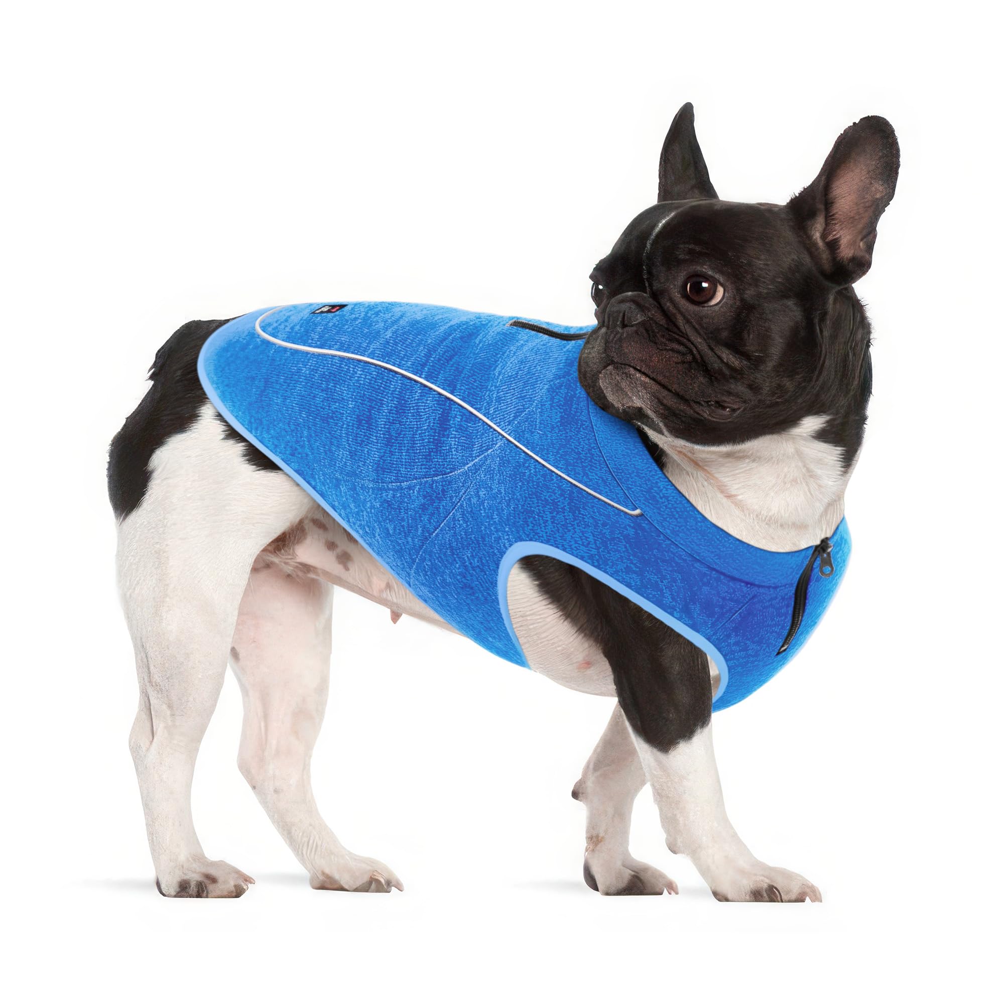 Insulated Fleece Sweater for Dogs | Lightweight Warm Dog Vest | Zipper Port for Harness | Cold Weather Winter Jacket | Rain Snow Repellant Coat | Adjustable for Small Medium Large Male Dogs (Blue/S)