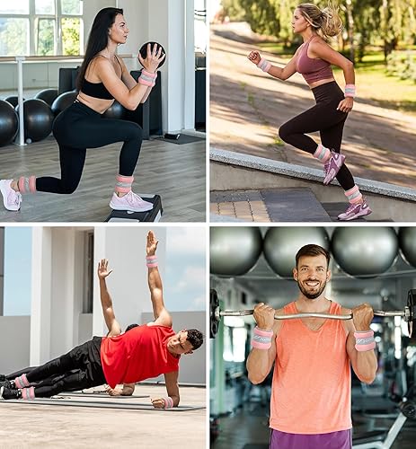 Miniatura 5 de Pesas de tobillo de 123468101220 lb, 1 par de pesas para muñecas, piernas y brazos para mujeres, hombres y niños con correas ajustables para correr,