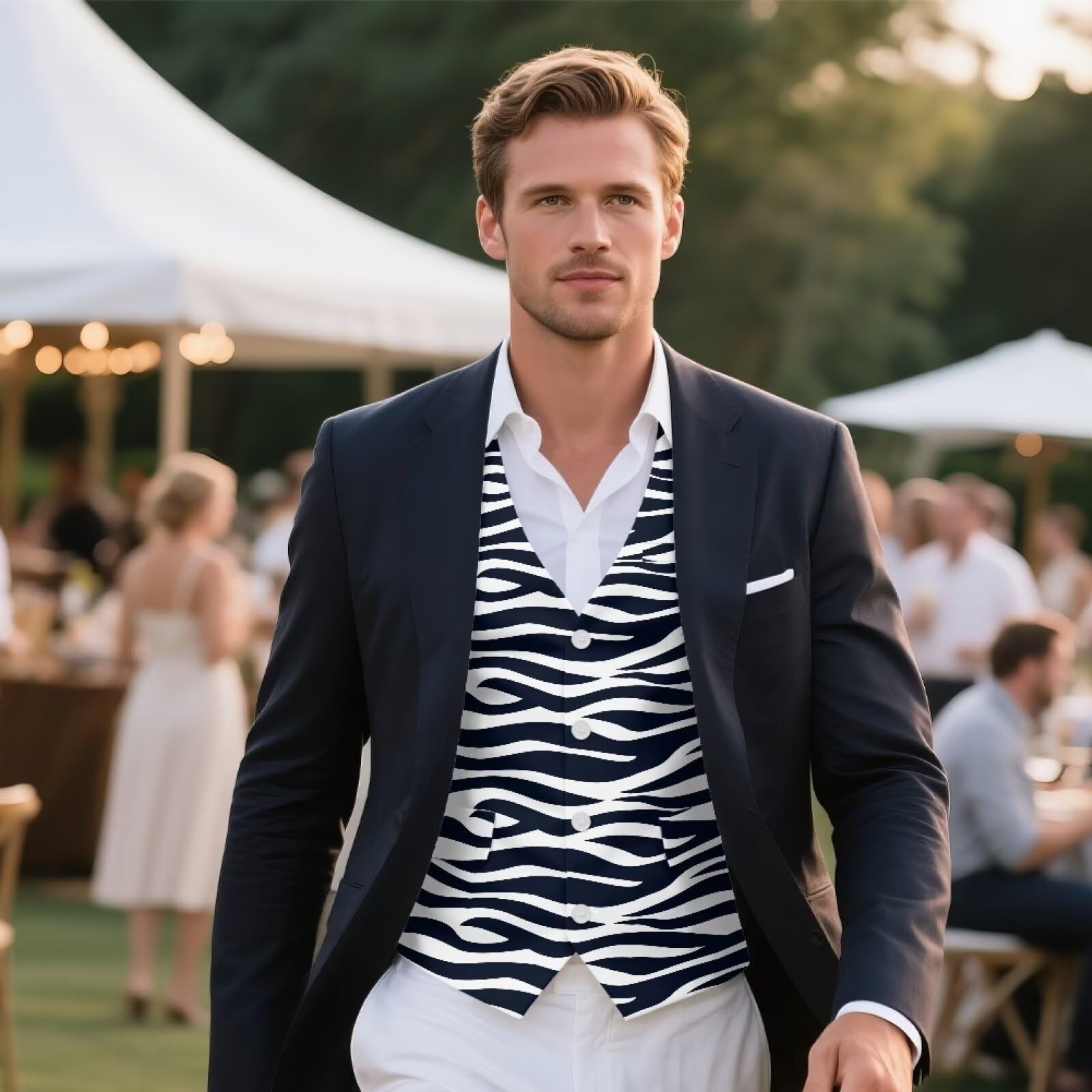 Chaleco formal para hombre, vestido de negocios, ajustado, casual, para trabajo, boda, fiesta, esmoquin con bolsillos