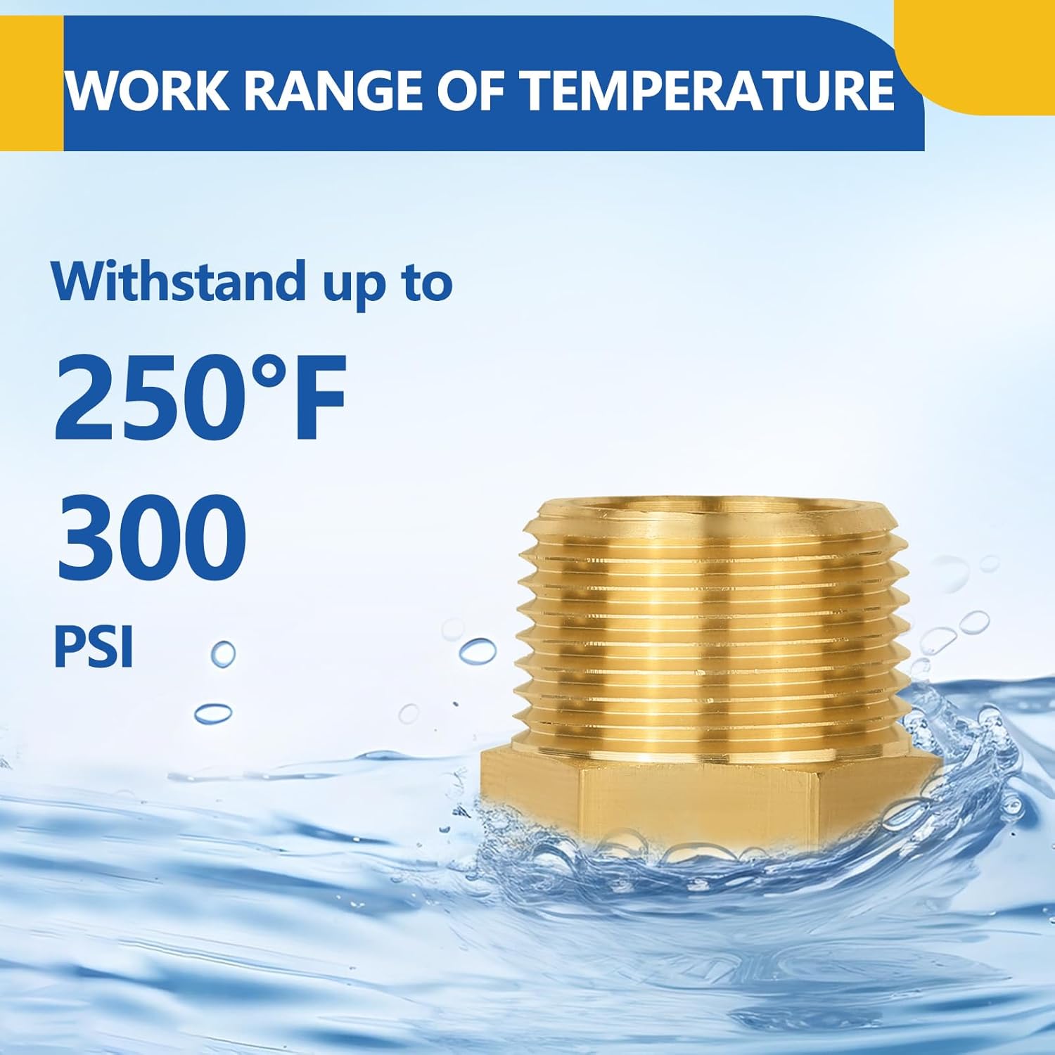 10PACK GUOFIS Brass Pipe Fitting Plug,3/4" NPT Male Hex Plug/End Cap
