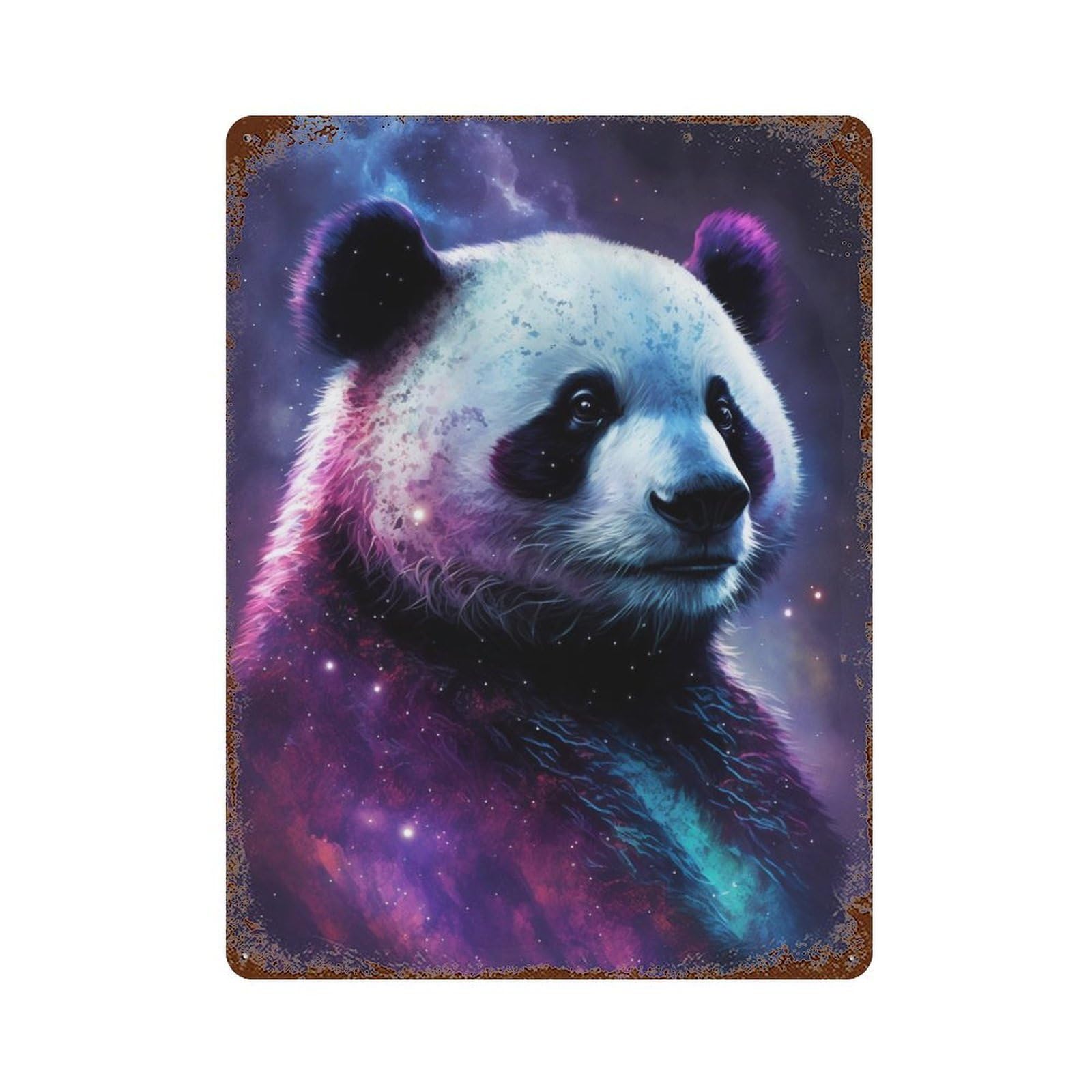 Cosmic Panda Art Print-7 Retro Metal Sign 15.7"x11.8", Vintage Wall Decor for Bistro, Counter And Cafe Decor
