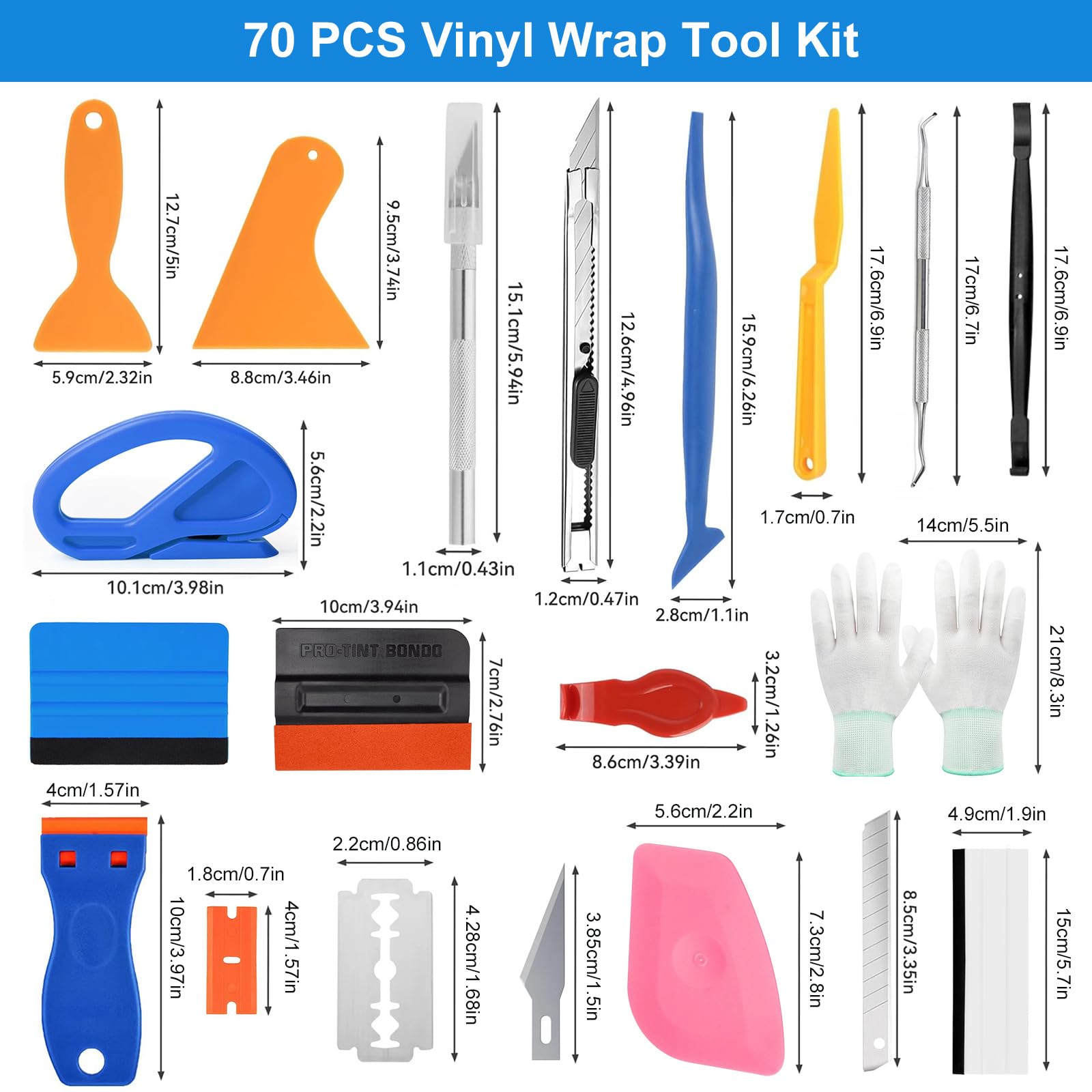 Kit Herramientas para la Instalación de Vinilos, Herramientas de Película de Tinte Ventana de Coche, Kit de Película de Ventana, para Aplicación de Vinilo Envoltura Profesionales y DIY
