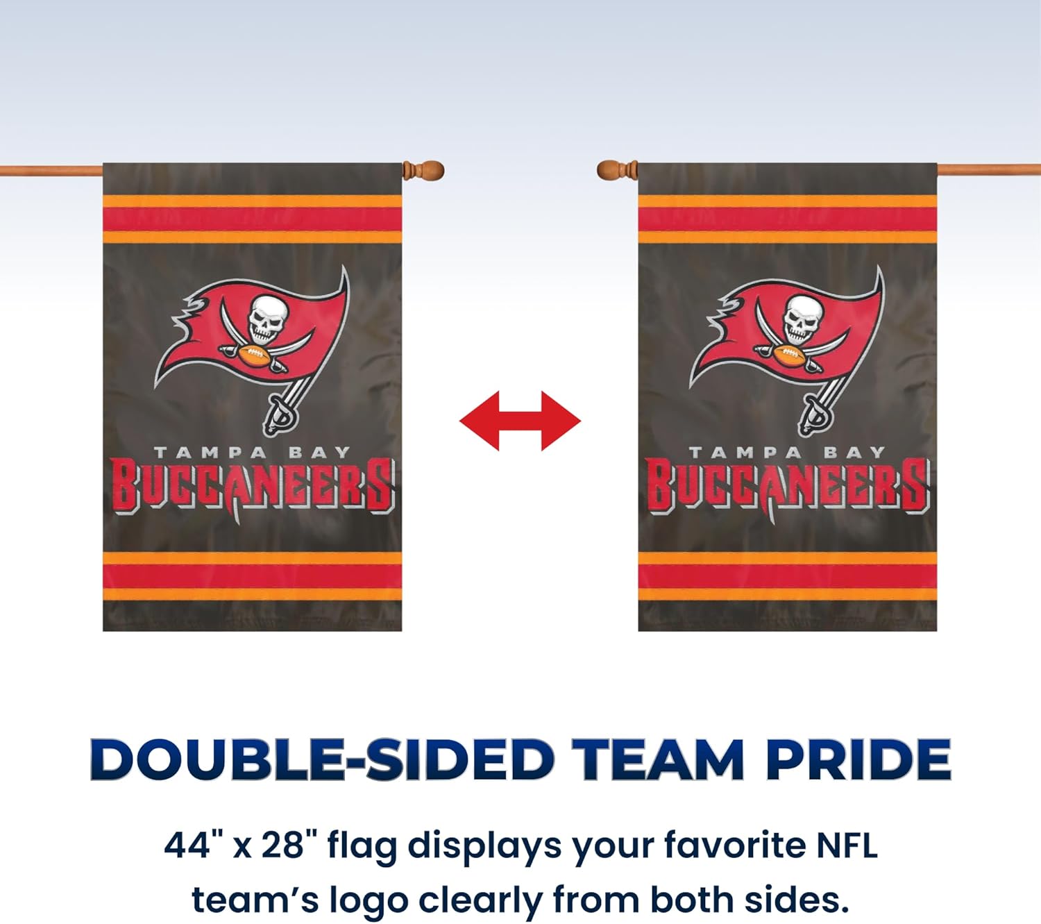 Party Animal NFL Team Flag, 44” x 28” Double-Sided, Weather-Resistant Nylon Flag for Indoor & Outdoor Use