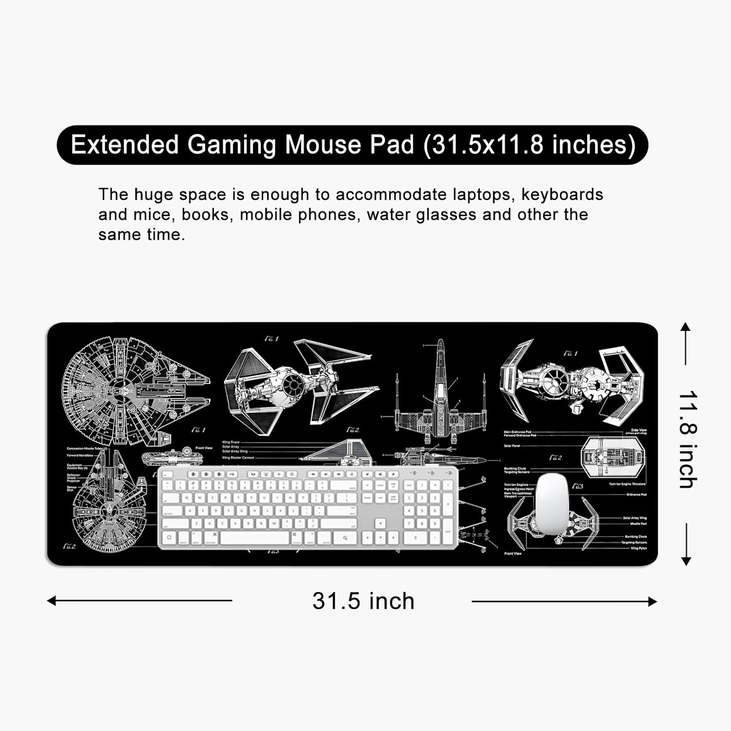 Black Gaming Mouse Pad Large Mouse Pad XL Desk Mat 31.5x11.8x0.12 inch Large Desk Pad Design Keyboard Pad (Design -6) 6 71zRXdSuBjL. AC SL1500