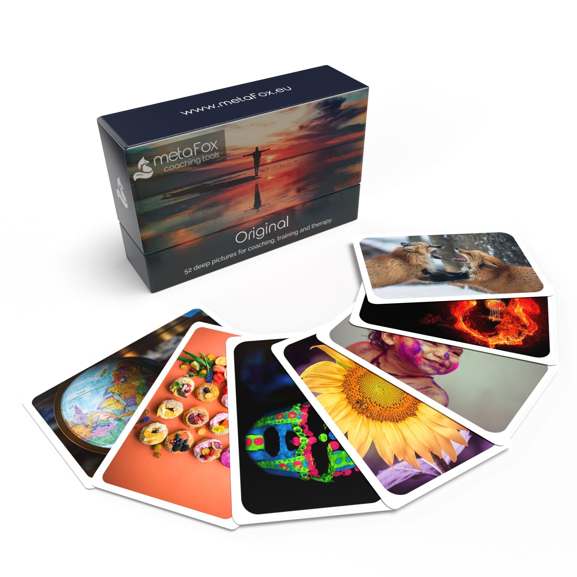 metaFox - Coaching Cards - Picture Card Set ORIGINAL - Prompt cards for coaching, therapy & workshops - motivational cards for reflection, as coaching