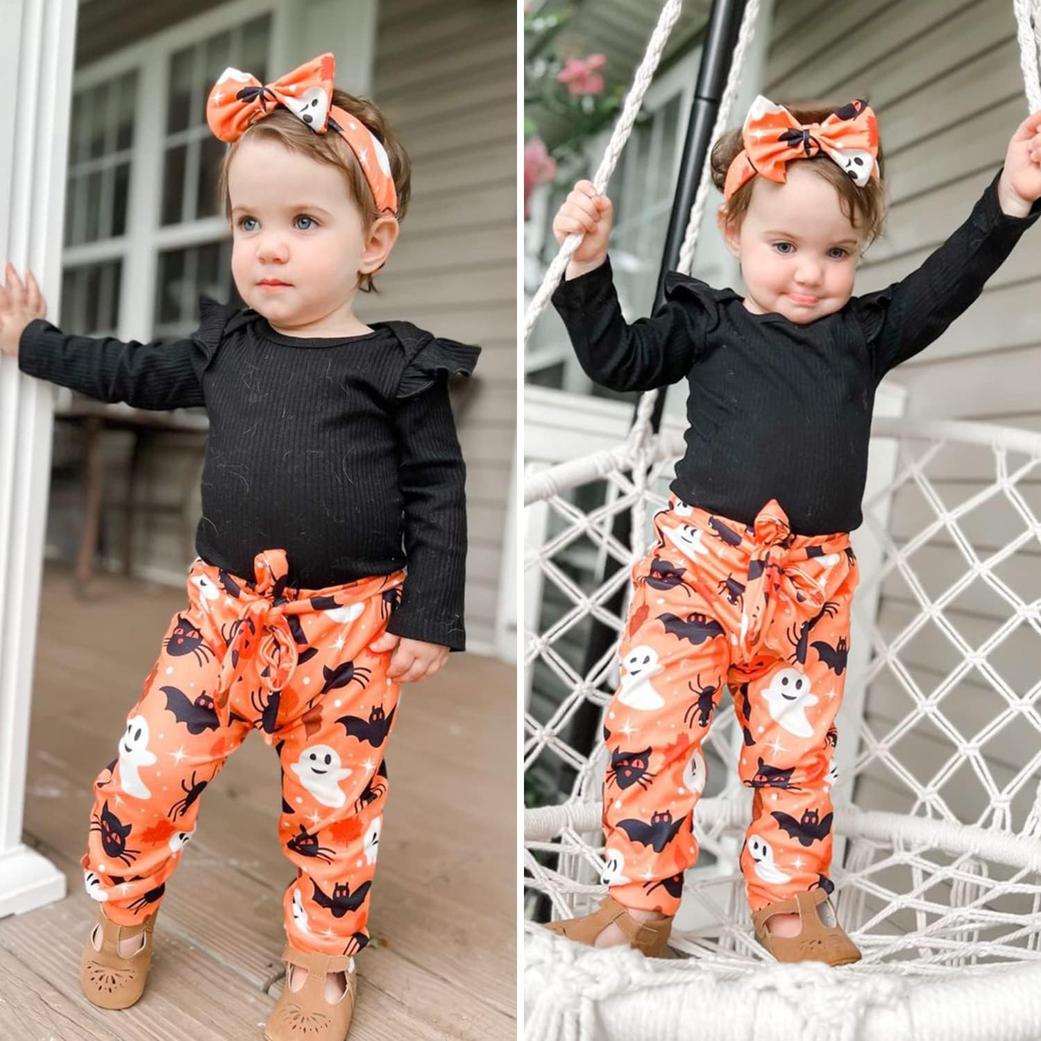 Aalizzwell Preemie Newborn Infant Baby Girls Clothes Ribbed Romper Bodysuit Pants Set Fall Winter Outfits - Image 2