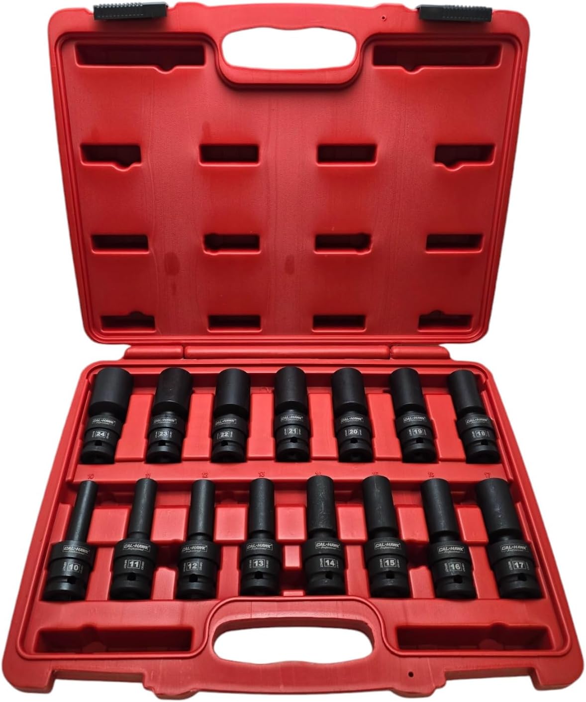 1/2" DR. Universal Swivel Deep Impact Socket Set, Metric, 15 PC, 10-24mm