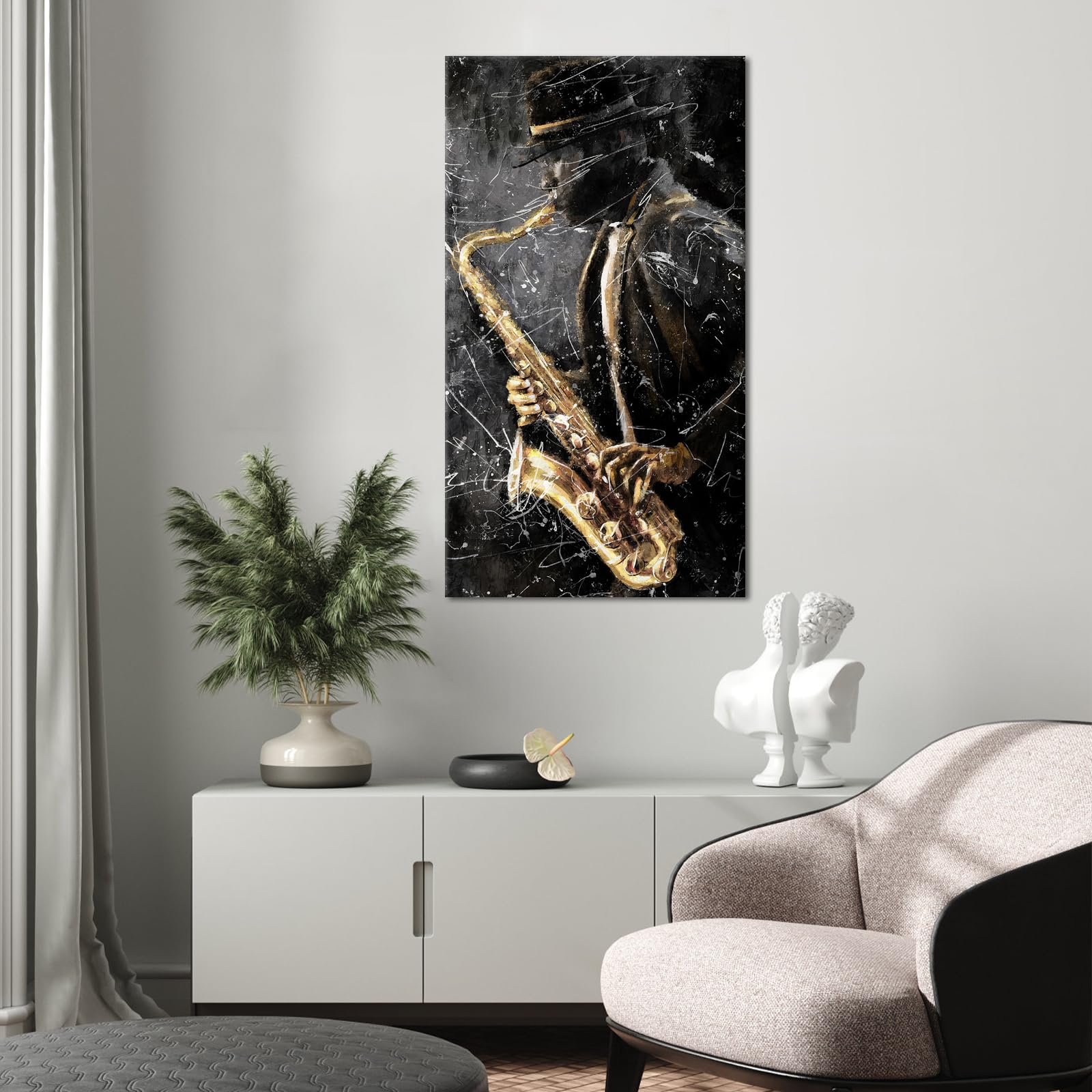 Amazon.com: NutArtPic Black Jazz Music Wall Art Saxophone Art