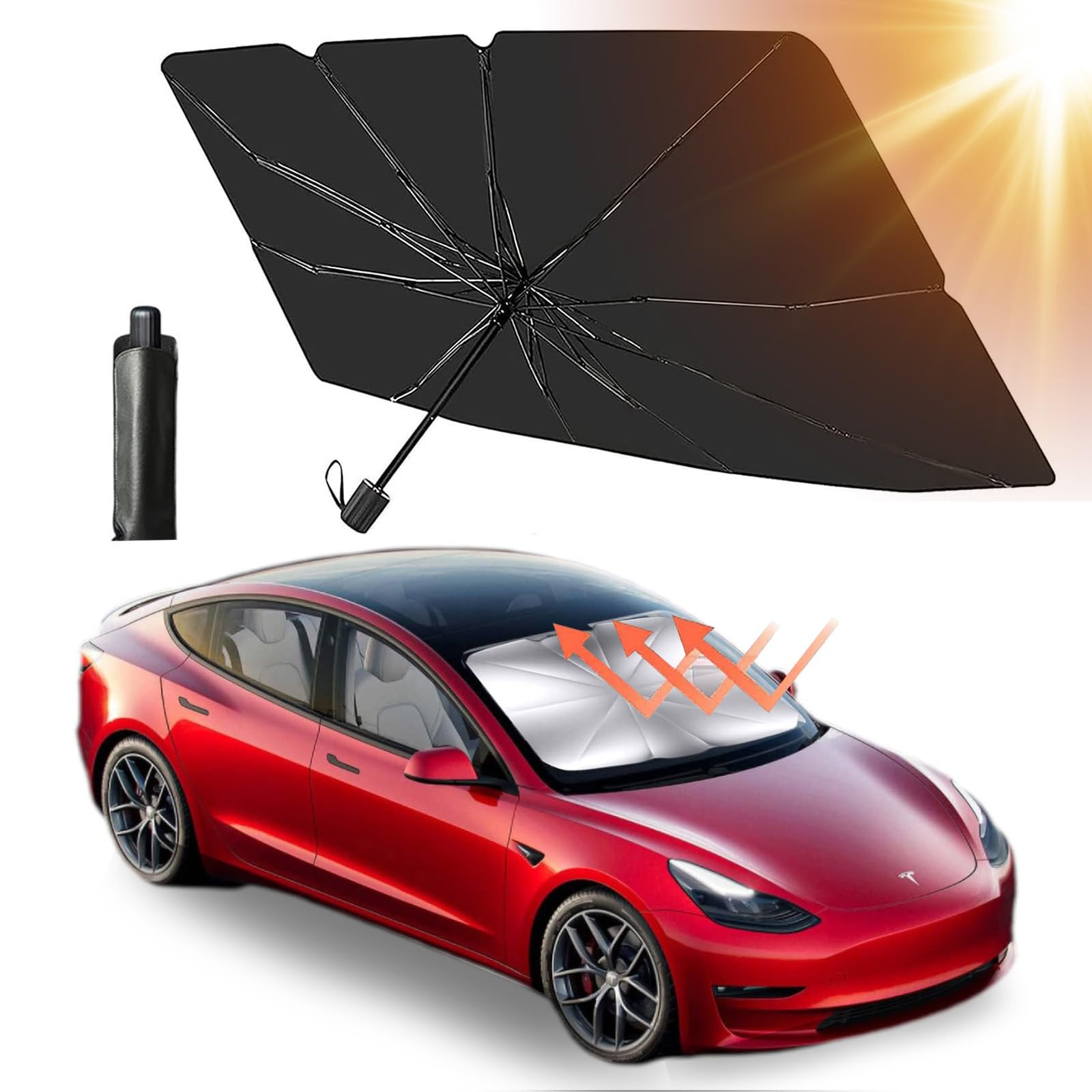 LEIVESTE - Paraguas parasol para coche interior, parasol para coche contra los rayos UV, parasol para coche