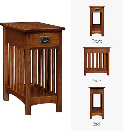 Miniatura 83 de Haven Ridge - Mesa auxiliar estrecha, mesa auxiliar de madera maciza con cajón y estante, color blanco granja, perfecta para salas de estar, blanco