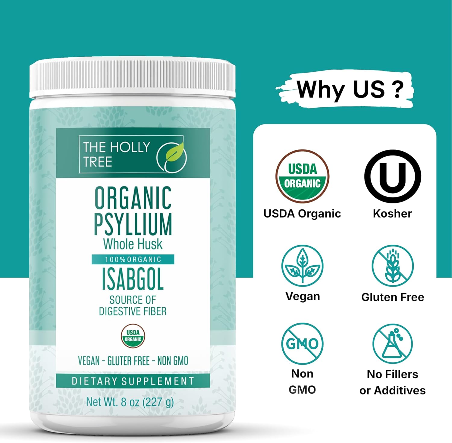 Psyllium Husk Powder Organic 8 oz - Isabgol Powder Product of India - Whole Psyllium Husk Fiber Supplement for Digestive Health & Regularity - Gluten-Free, USDA Organic, Kosher - Image 3