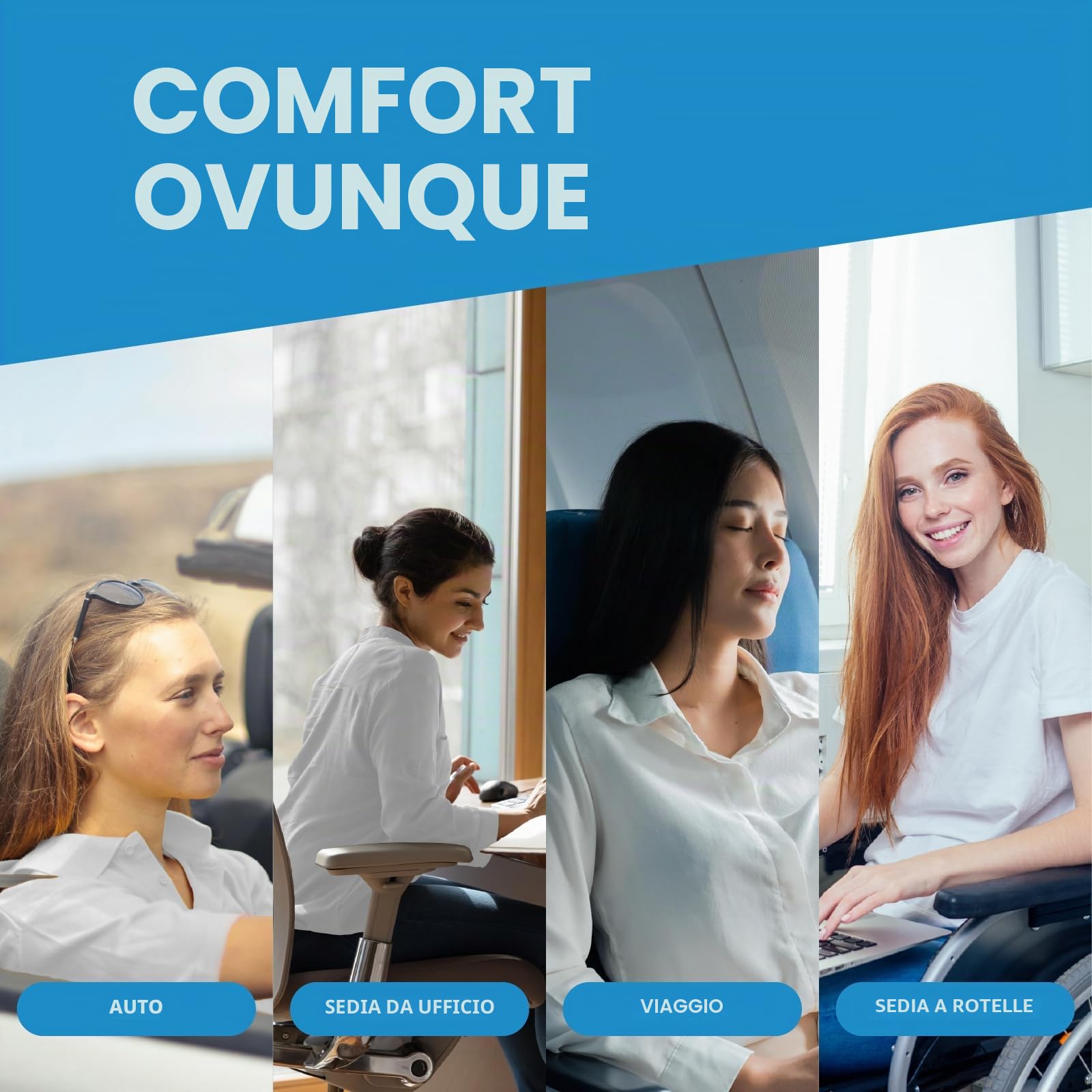kingphenix Cuscino cuneo per sedile auto: cuscino in memory foam per sedile auto, per alleviare la sciatica e il mal di schiena, migliora il comfort di guida, nero