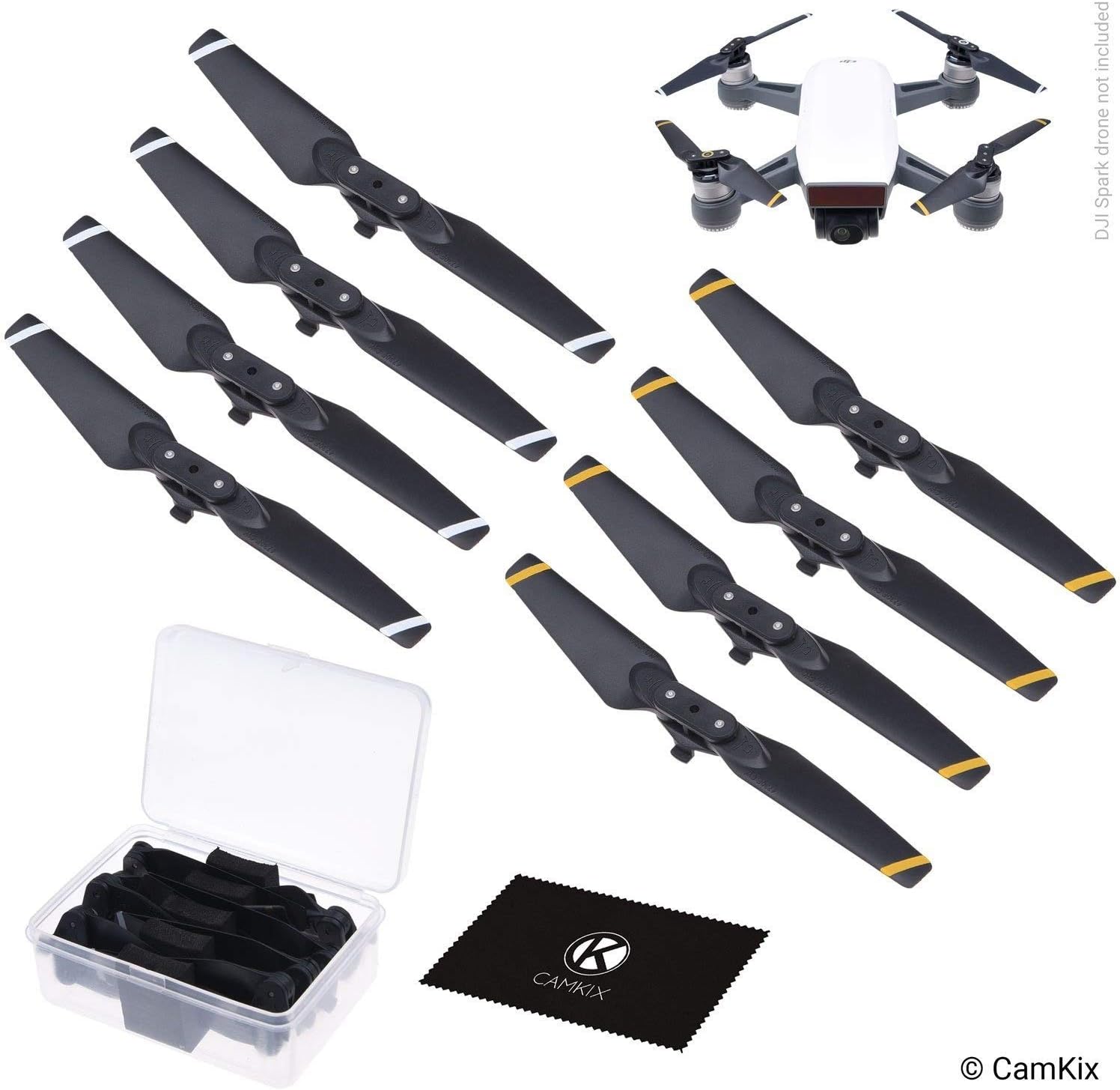 Propellers Replacement for DJI Spark - 2 Sets (8 Blades) - With Convenient Storage Box - Quick Release Foldable Wings - Flight Tested Design - Essential Accessory For Your DJI Spark Drone