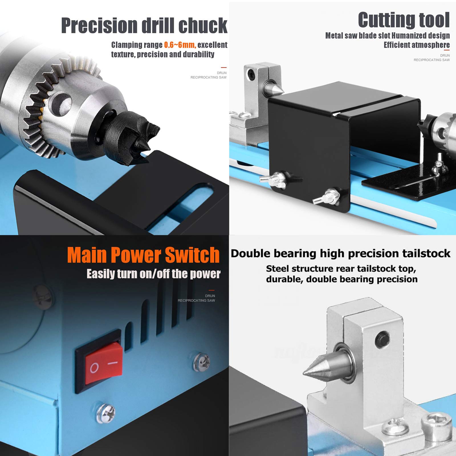 Mini tornio per la Lavorazione del Legno Lucidatore Fai-da-Te CNC 12V-24V 150W Modellismo in Legno Utensile per fresatura e Foratura Piccolo tornio in Metallo per Incisione e molatura di Legno St