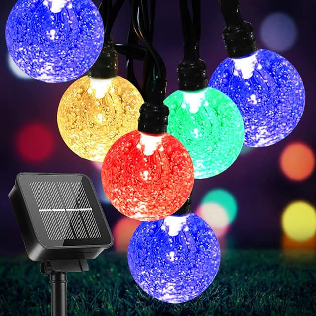 SUWITU Solar Fairy Lights, 30Ft 60 LED Garden Lights Solar Powered Waterproof 8 Modes Crystal Balls Outdoor Solar Fairy Lights for Garden, Yard, Party, Wedding, Festival Decoration, Multi-Coloured