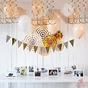 Party Propz Golden Pennant Banner For Decoration - 1 Pc Triangle Banner For Decoration | Golden Triangle Decoration Hanging | Paper Decoration for Birthday | Party Decoration Items gallery image