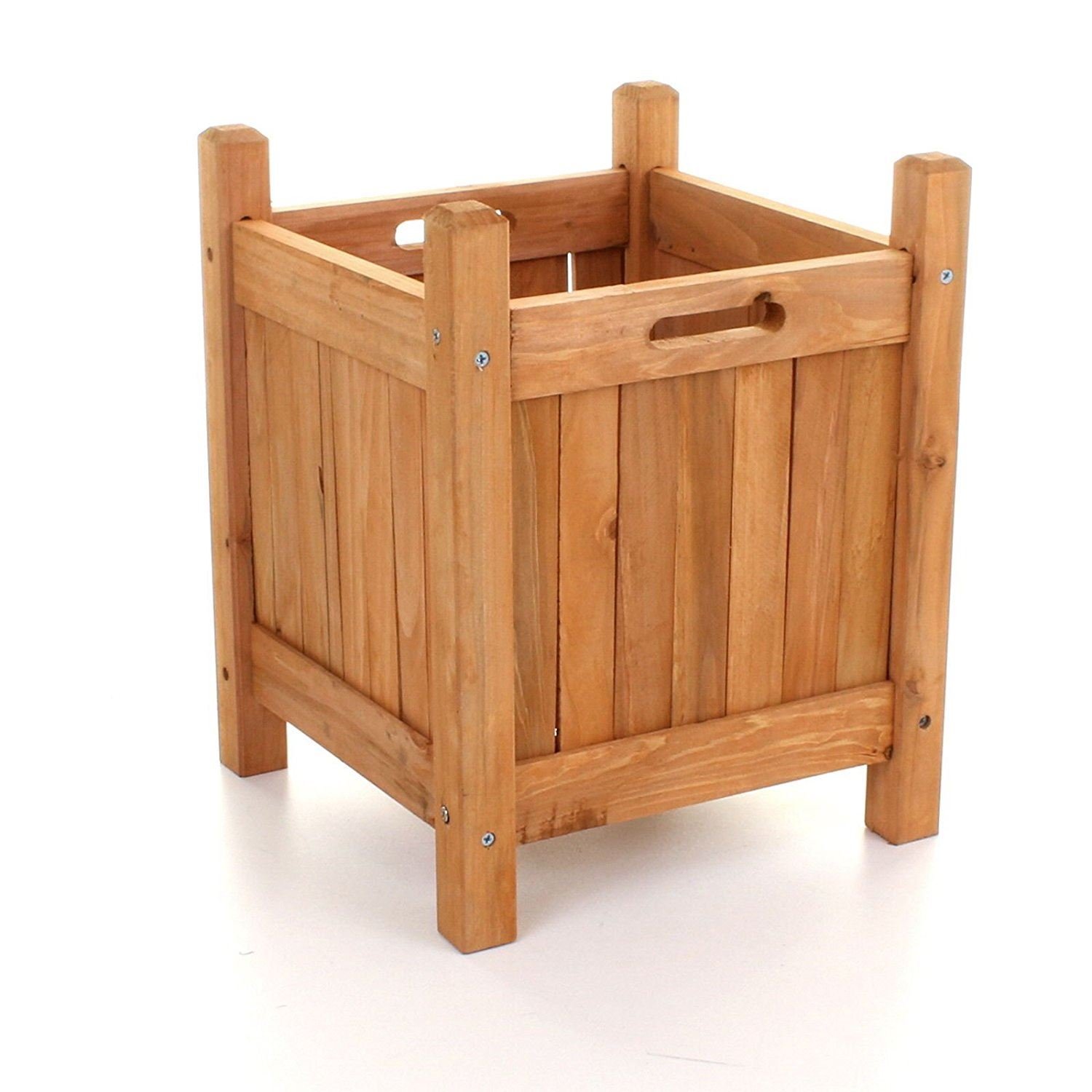 Mygarden Brown Square Wooden Garden Planter Outdoor Yard Decking Display Plants Flowers Pot