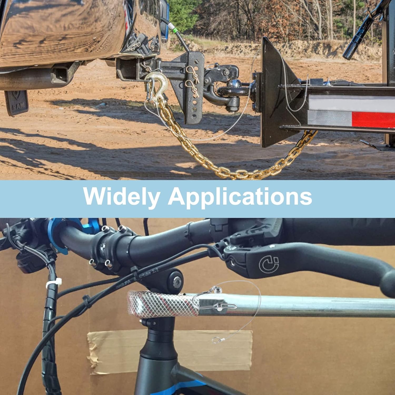 Trailer Coupler Pin, Wire Lock Pin, Shaft Locking Pin, 5/16-Inch Diameter x 1-3/4-Inch Arc Locking Pin with Stainless Steel Extended Wire and Quick Release Ring (20)