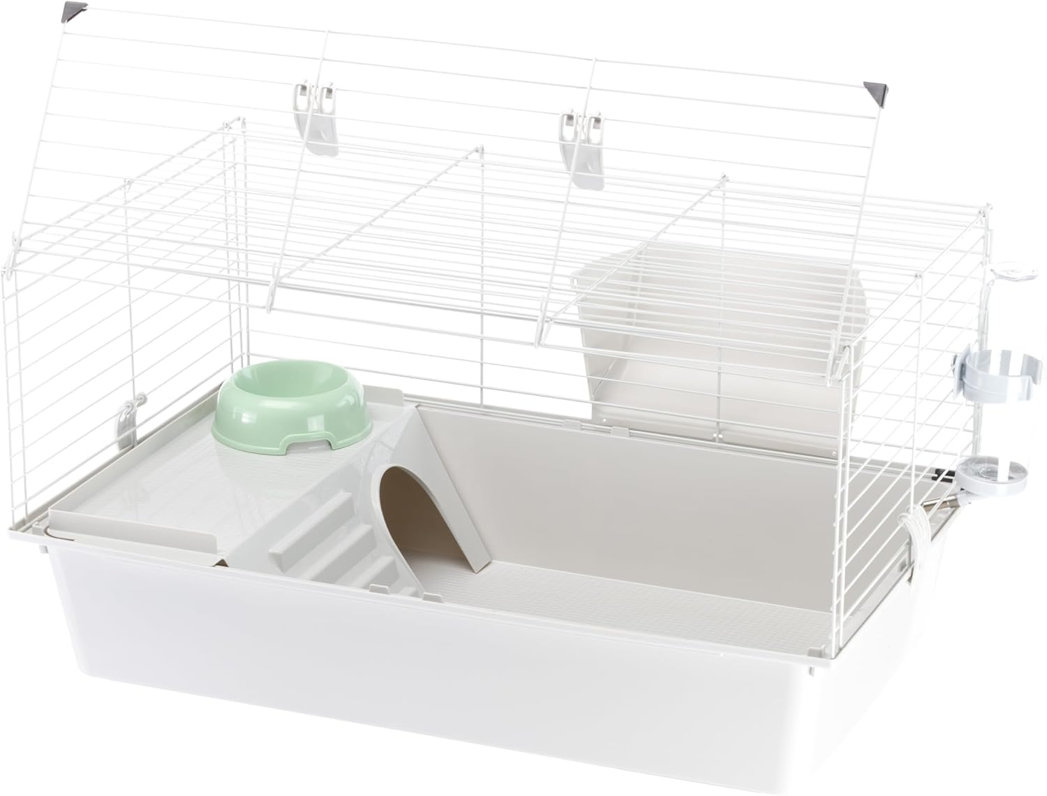 Ferplast CAVIE 80 Guinea Pig Cage, Safety Lock System, Accessories Included, Grey Painted Metal and Plastic, 77 x 48 x H 42 cm, White