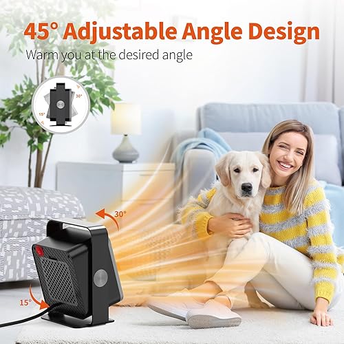 Miniatura 4 de JOJOZOO Space Heater, Portable Electric Heater Adjustable Angle for Indoor Use, Upgraded Small Desk Heater with Tip-Over and Overheat Protection for