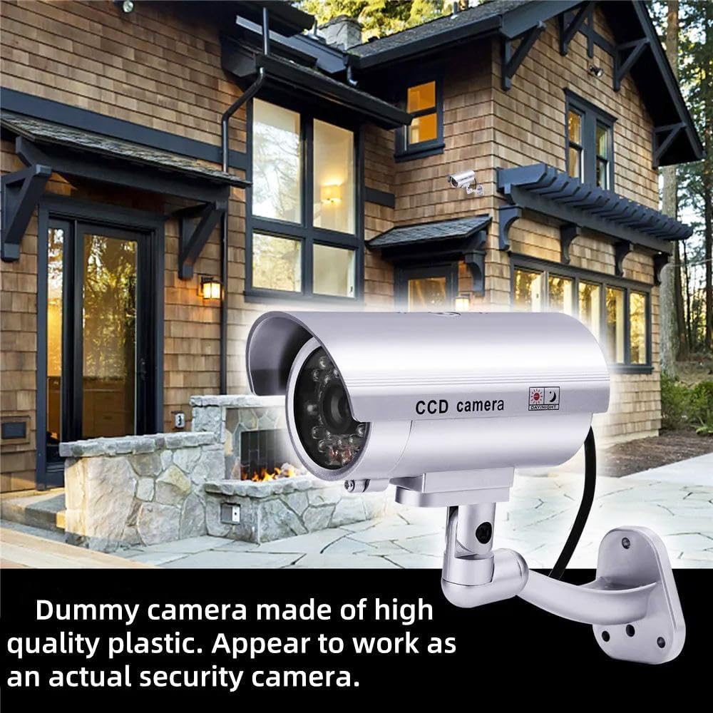 Dummy Security CCTV Camera with Realistic Simulated LED, YIFARUBE Dummy Fake Security Camera, Fully Adjustable Bracket for Enhanced Security
