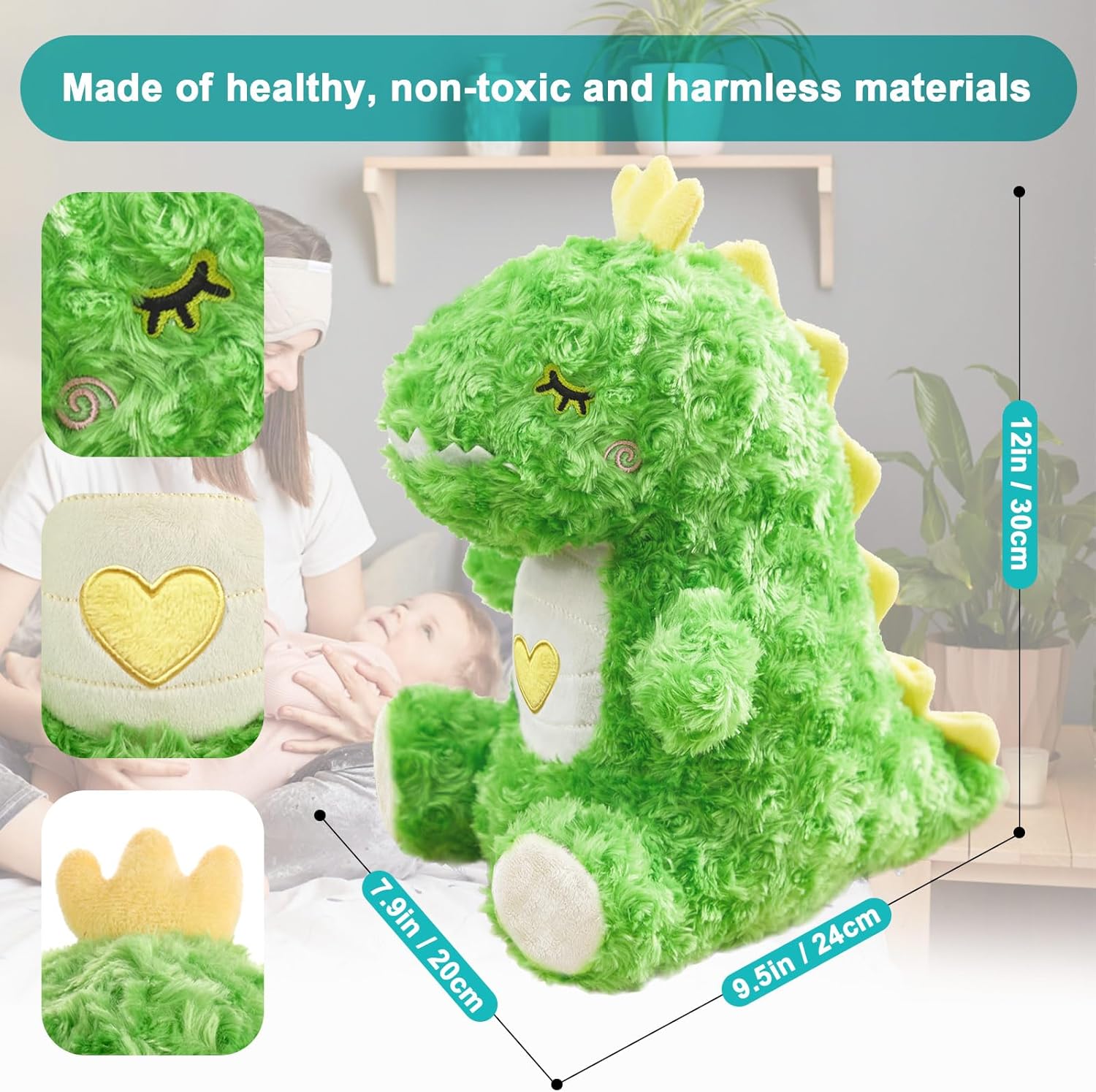 Dinosaur Stuffed Animals, Green Dinosaur Stuffed Animals, Christmas Toys Soft Plush Toy for Boys, Dino Plushies, Gifts for Kids, Adults, Teens, Toddlers and Girls 3 4 5 6 7 8