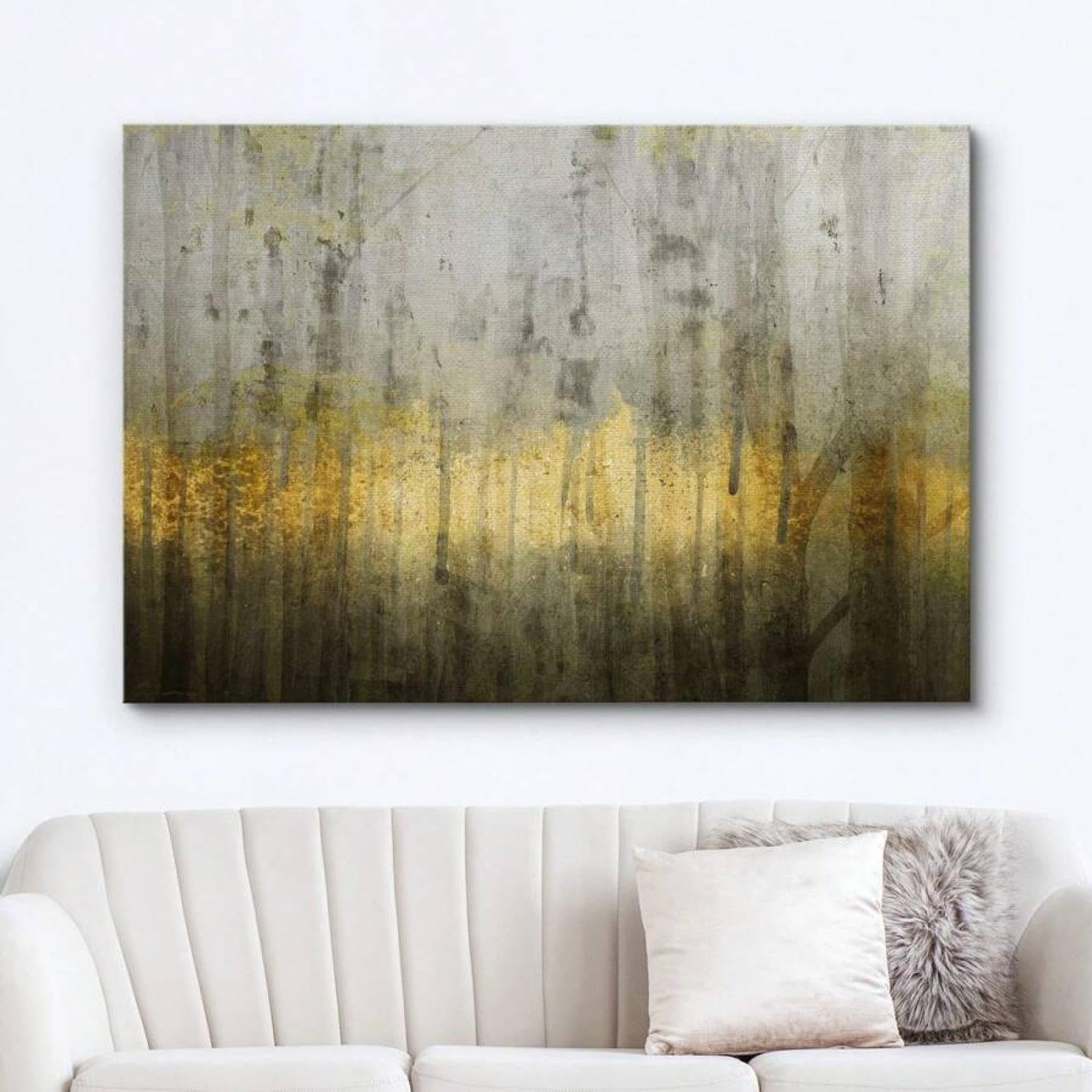 YUSUZHU Stampe su tela oro e nero, arte murale, paesaggio, forme geometriche, illustrazioni, arte alternativa, pittura drammatica, poster, 70x90 cm, cornice interna