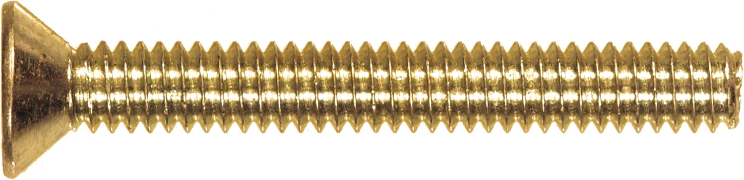 The Hillman Group 2089 Brass Flat Head Slotted Machine Screw 8-32 x 3/8 40-Pack