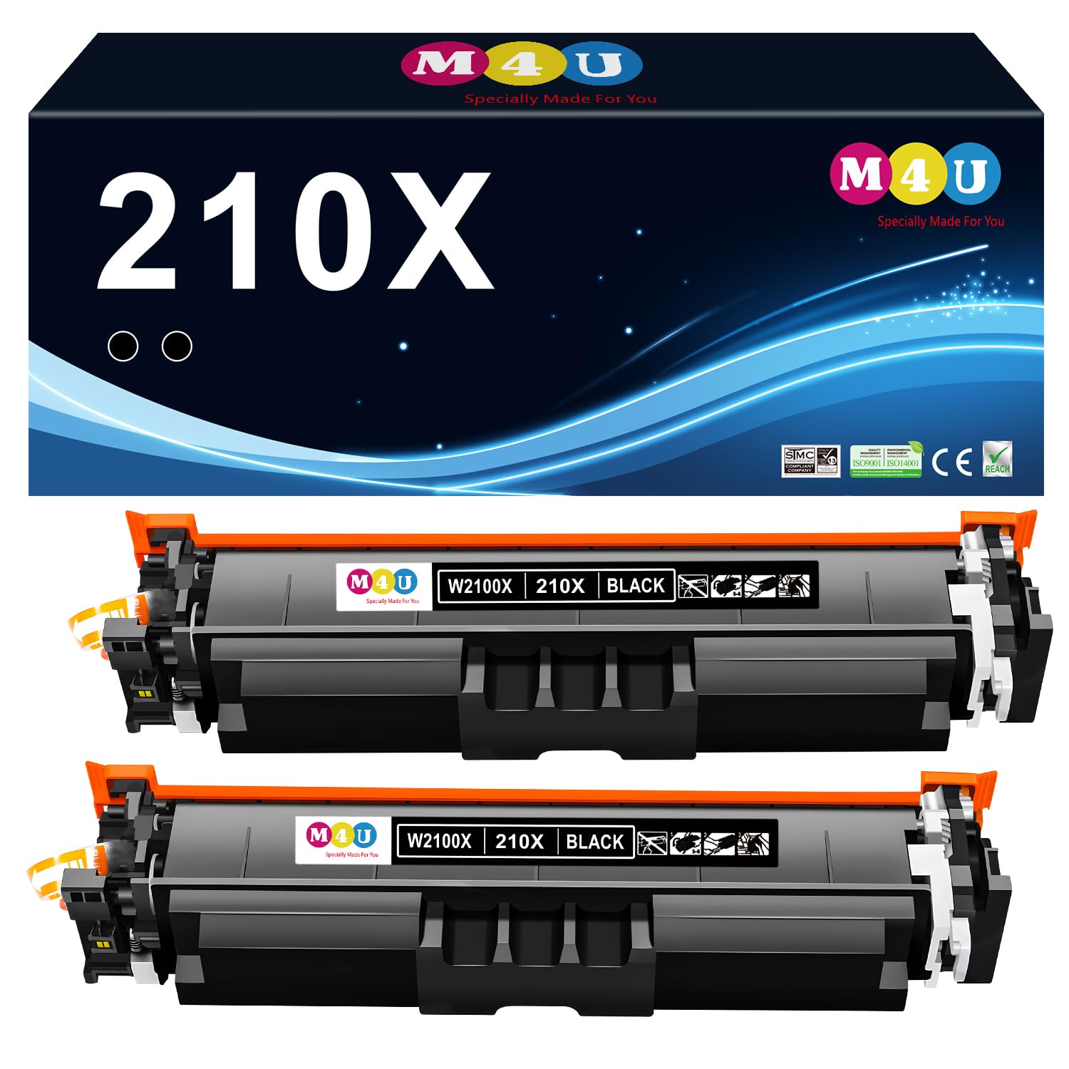 Photo 1 of 210X Black Toner Cartridges High Yield(with Chip) Compatible for 210X W2100X 210A Toner Cartridge, Fitting for Color Pro MFP 4301fdw 4301dn 4301dw, Pro 4201dw 4201dn(2 Pack Black)