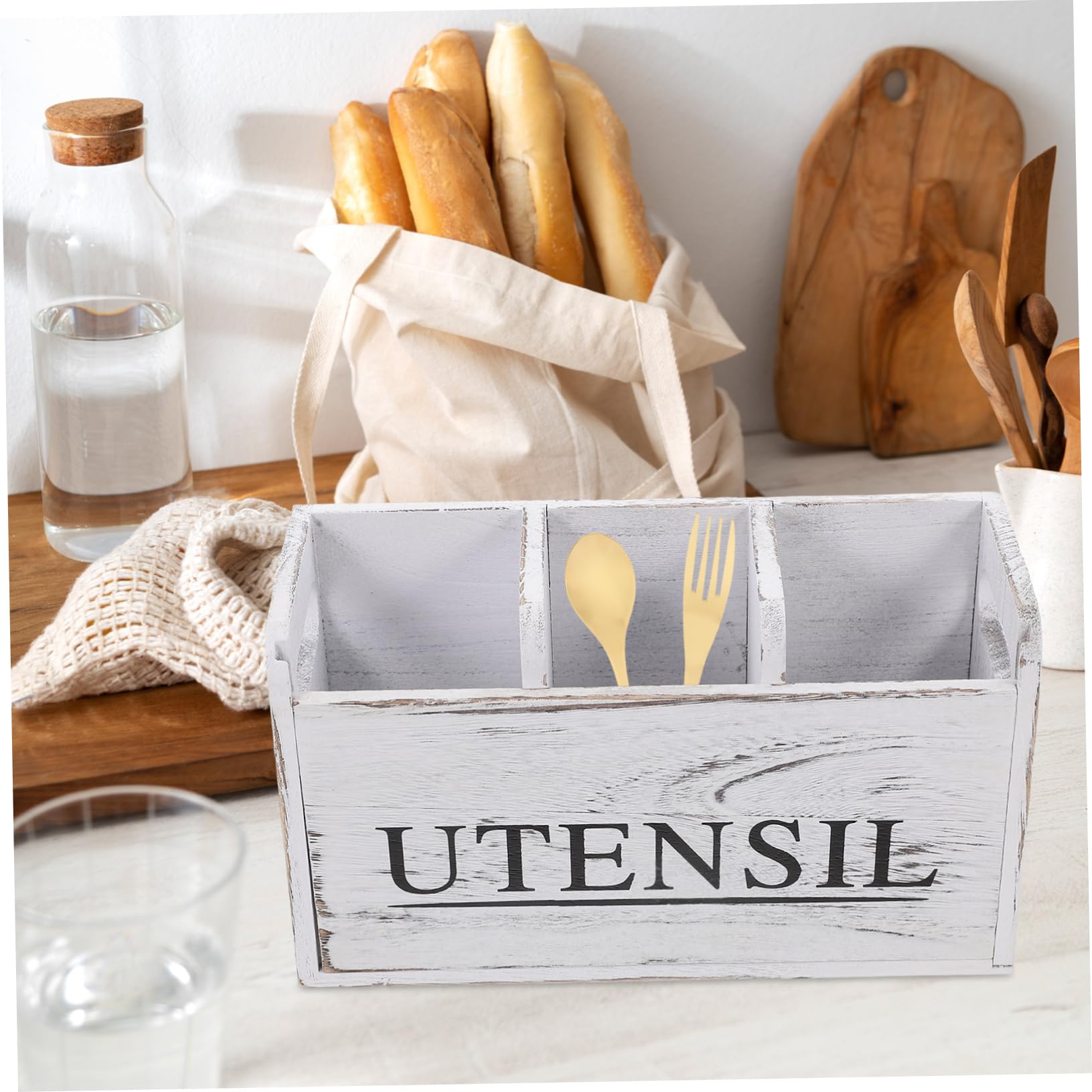 IMIKEYA Portautensili Legno Multifunzionale Con Scomparti Organizer Per Utensili Da Cucina e Decorazioni Per Casa Soluzione Pratica Per Scrivania e Cucina Facile Da Pulire e Assemblare