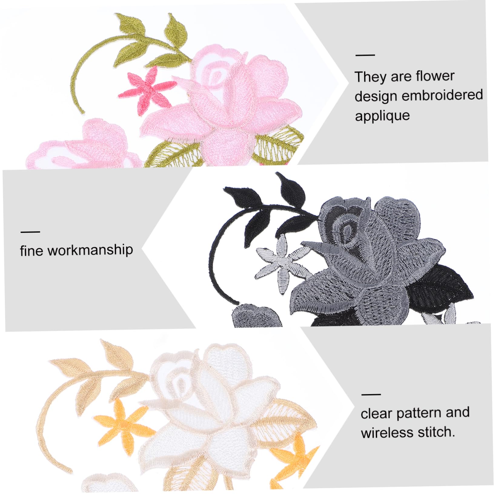Uonlytech 3 Set Adesivi in Tessuto Ricamato Di Fiori Cucire Floreale Applicazione Cerotti Toppe Per Jeans Patch Per Abbigliamento Accessori in Stoffa Patch Di Fiori Ricamati 8 Pezzi*3