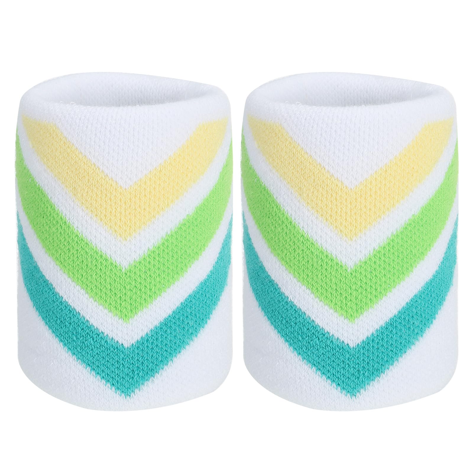 PATIKIL Sports Wristband Sweatbands for Men and Women, 2 Pcs Breathable Tennis Wrist Bands Absorbent Sweat Band for Basketball Football Baseball Running Gym, White/Yellow
