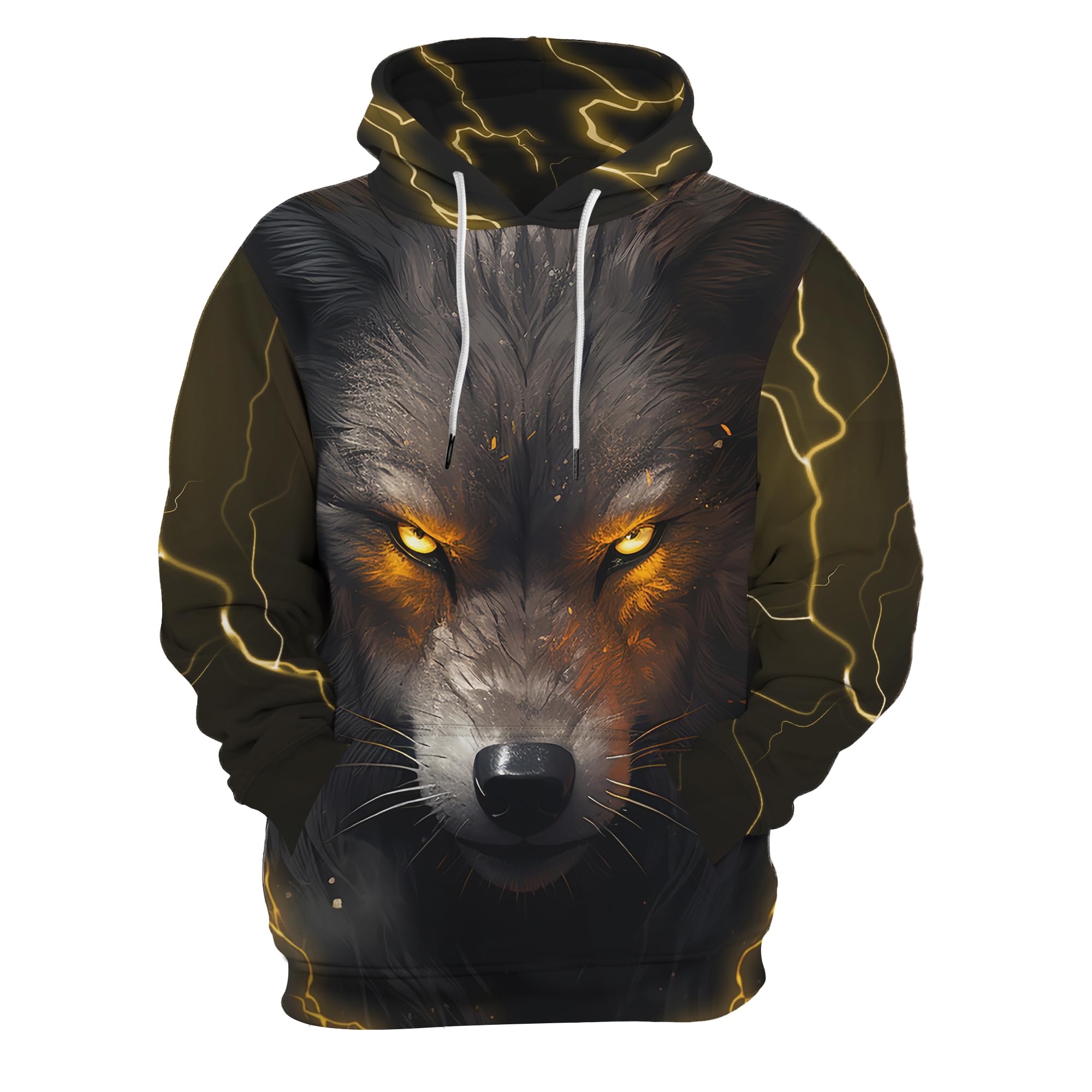 HukeUnisex Hoodies Cool Animal Print Pullover Hooded 3d Graphic Print Sweatshirt Hoodies with Big Pockets