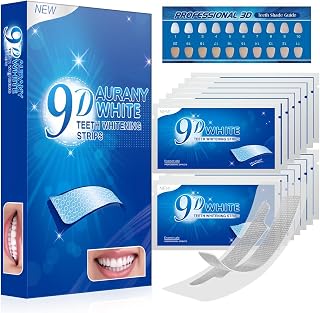 AURANY 9D Sensitive Teeth Whitening Strips - Enamel-Safe, No-Sensitivity Formula for Coffee Drinkers & Smokers, Fast Stain Removal, 14 Pairs (28 Strips)