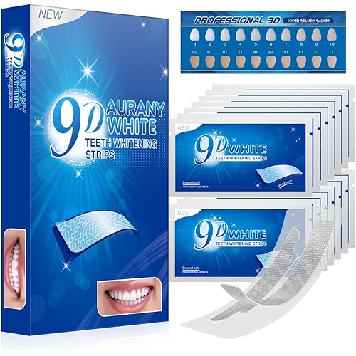 9D Sensitive Teeth Whitening Strips- Professional Enamel-Safe Formula, Fast Stain Removal for Coffee Drinkers & Smokers, Sensitivity-Free Whitening Kit-14Pairs (28Strips)