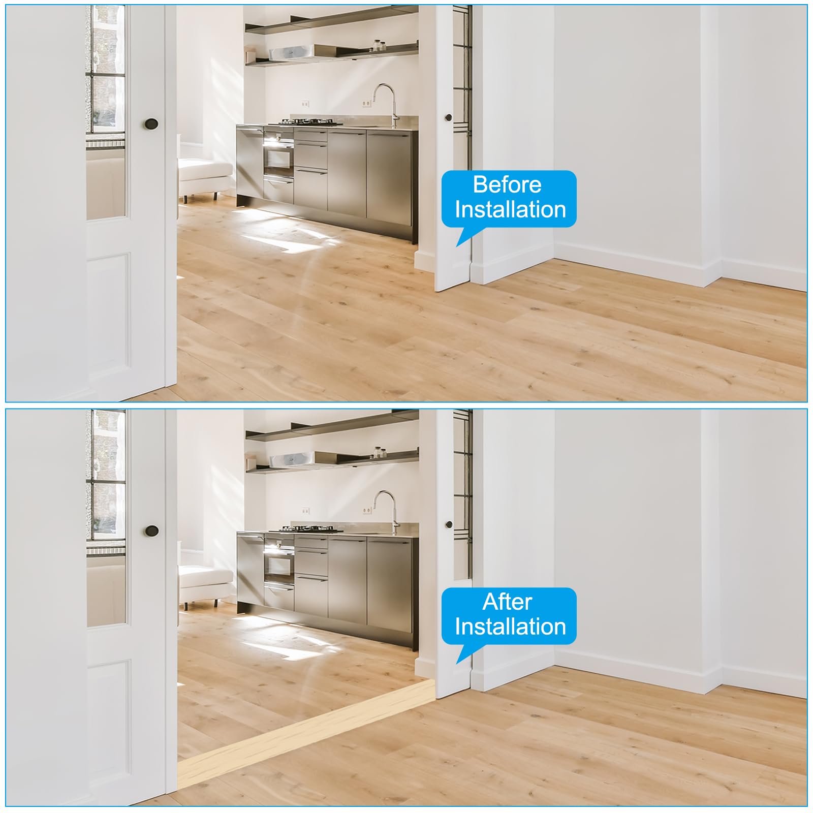 PATIKIL 2m x 5cm Tira de Umbral, PVC Autoadhesiva Tira de Transición de Suelo Divisor Plano de Suelo Vinilo Suave Laminado para Suelo Puerta Borde Espacio Laminado, Madera de Arce