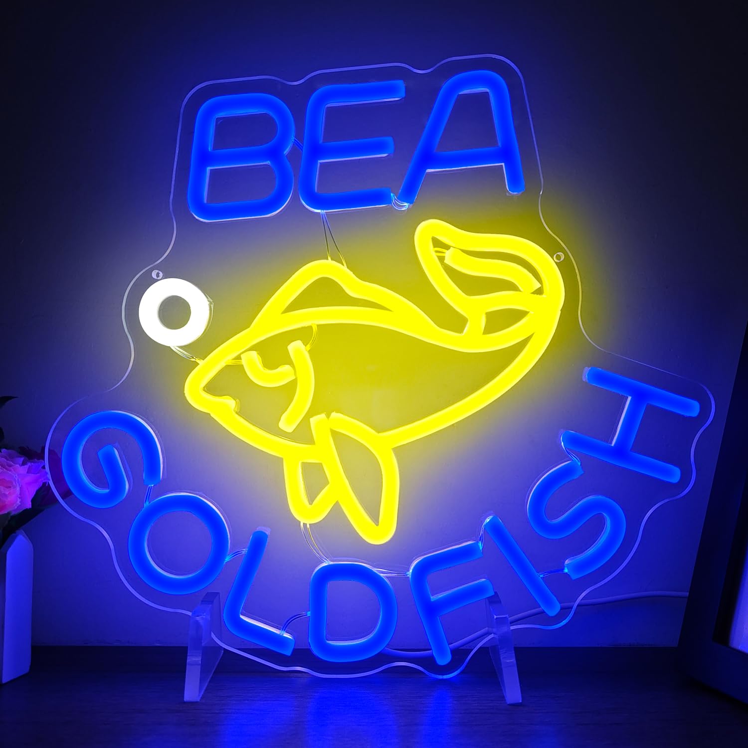 Geeinar Be A Goldfish Neon Sign for Wall Decor Ted Led Lasso Neon Sign for Bedroom Dimmable Neon Light Signs Light Up Signs for Living Room Bar Pub Game Room Classroom Christmas Party Gift