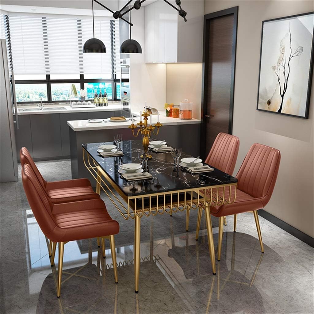 フェイクレザーシートとバック 4個セット が付いたデザイナーモダンメタルダイニングチェア ライトブラウン B07zrjtccp Lqz デスク単体 Pasticceriandrea It