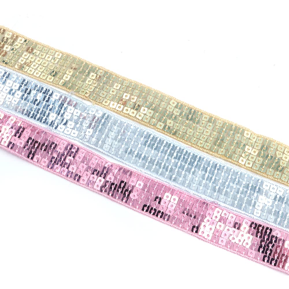 12 yards, brede 0,59 inch gouden pailletten lint trim voor doe