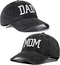 2 Pack Adjustable Embroidered Baseball Caps for Mom and Dad, Classic Gift for Parents Couples Classic Gift for Mom Dad