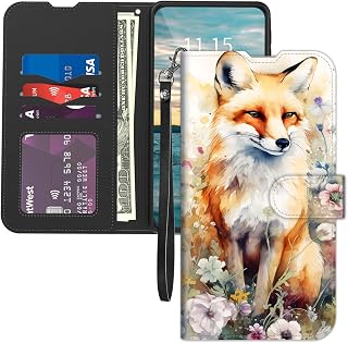 for Sense TW102 Wallet Case,Card Holder Wrist Strap, Leather Flip Folio Magnetic Clasp Kickstand,Drop Protection TPU Inner Case for Sense TW102 Smartphone,Watercolor Foxs Flower