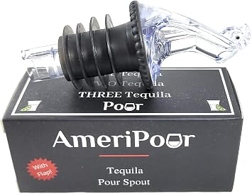 Speed Pourer - Patron Pour Spout With Gravity Flap - Made 100% In The USA. Free Flow Bar Spouts That Dont Leak - No Cracks, Just A Smooth Cocktail Pour Every Time. Clear