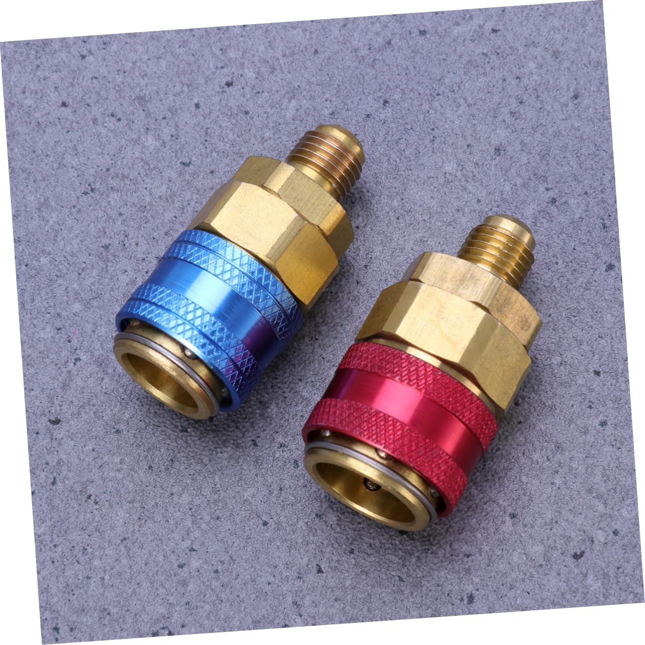 Mobestech 2pcs Auto Car Air Conditioning Quick Coupler Adapter High Low Pressure Kit Identification Knobs for Easy Use